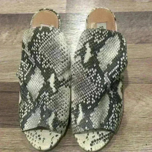 Steve Madden Women’s Sinful Snake Print Slip On Stiletto Heels Open Toe Sexy - Picture 5 of 5